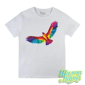 Прикольные футболки: Орел Геометрия Белая